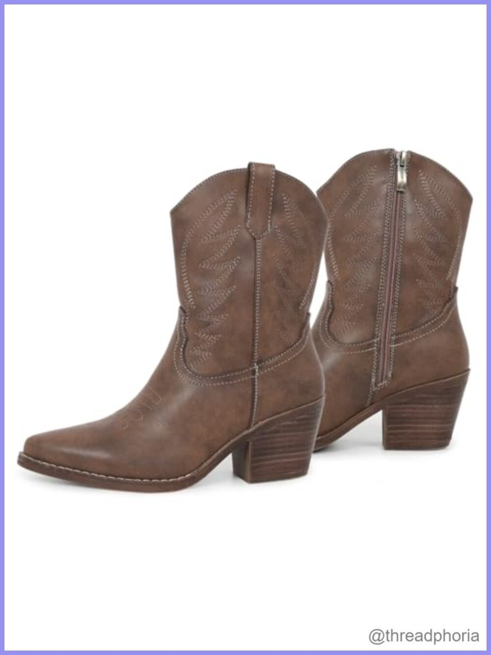 Women's Western Cowgirl Ankle Bootie Pointed Toe Vegan Leather Slip On